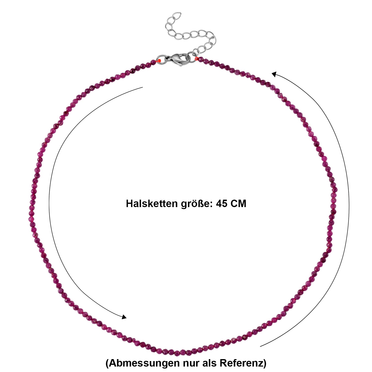 Ceylon Rubin Halskette ca. 45 cm 316L Edelstahl ca. 28.00 ct