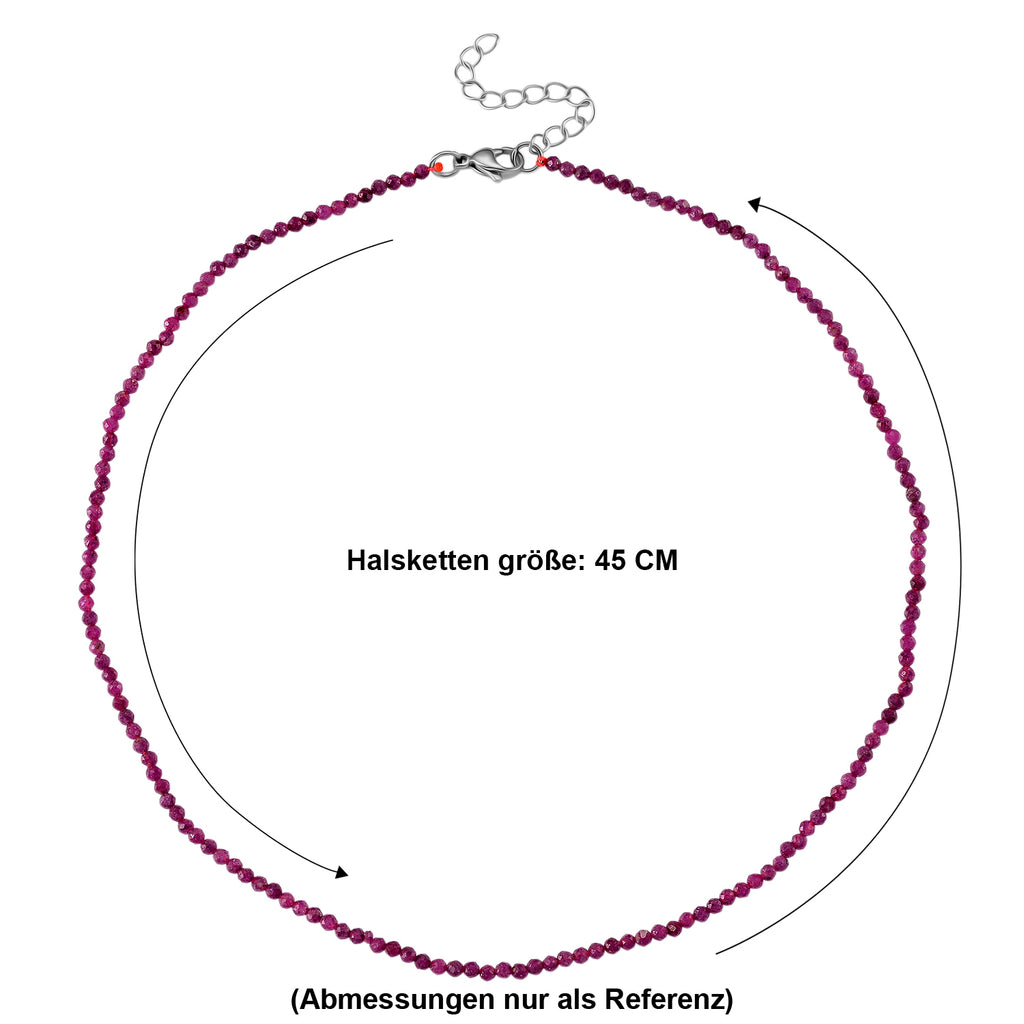 Ceylon Rubin Halskette ca. 45 cm 316L Edelstahl ca. 28.00 ct