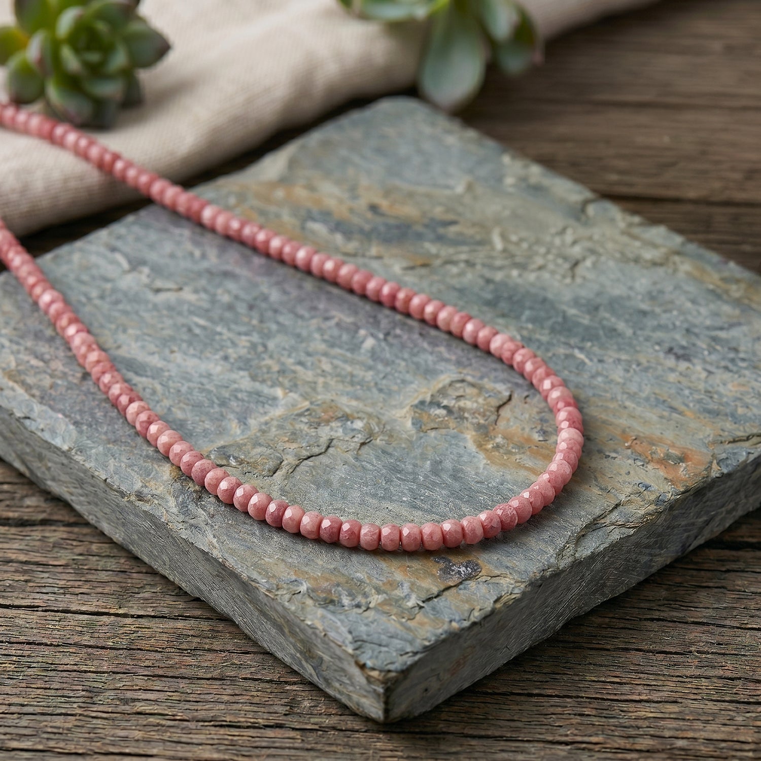 Natürlicher Argentinien Rhodochrosit Halskette ca. 45 cm 316L Edelstahl ca. 60.00 ct