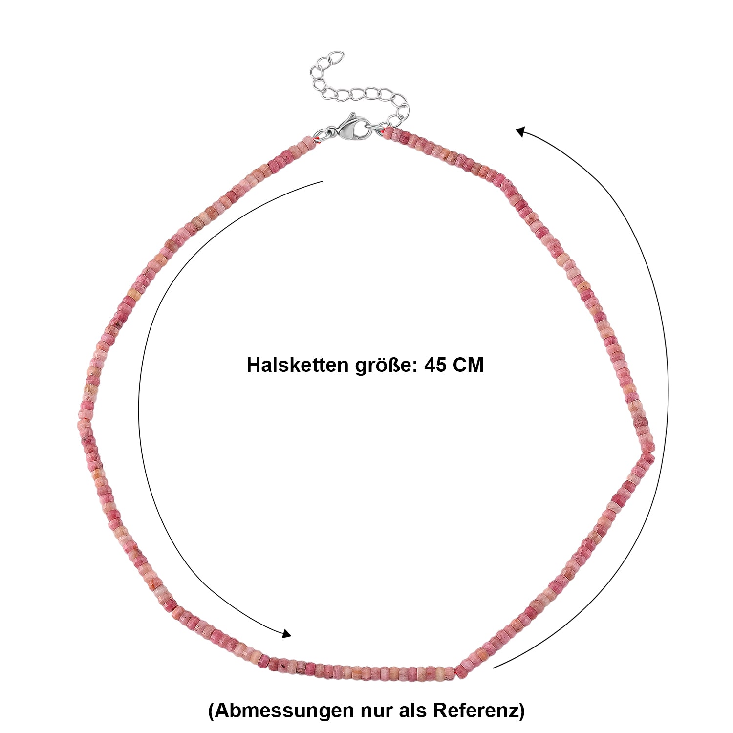 Natürlicher Argentinien Rhodochrosit Halskette ca. 45 cm 316L Edelstahl ca. 60.00 ct