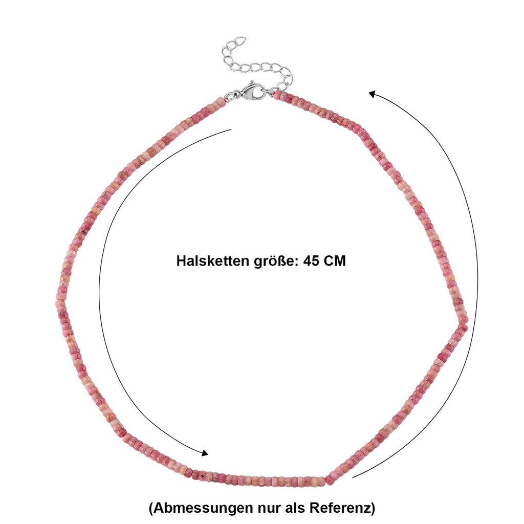 Natürlicher Argentinien Rhodochrosit Halskette ca. 45 cm 316L Edelstahl ca. 60.00 ct