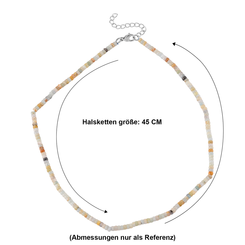 Mehrfarbiger Amazonit Halskette ca. 45 cm 316L Edelstahl ca. 65.00 ct