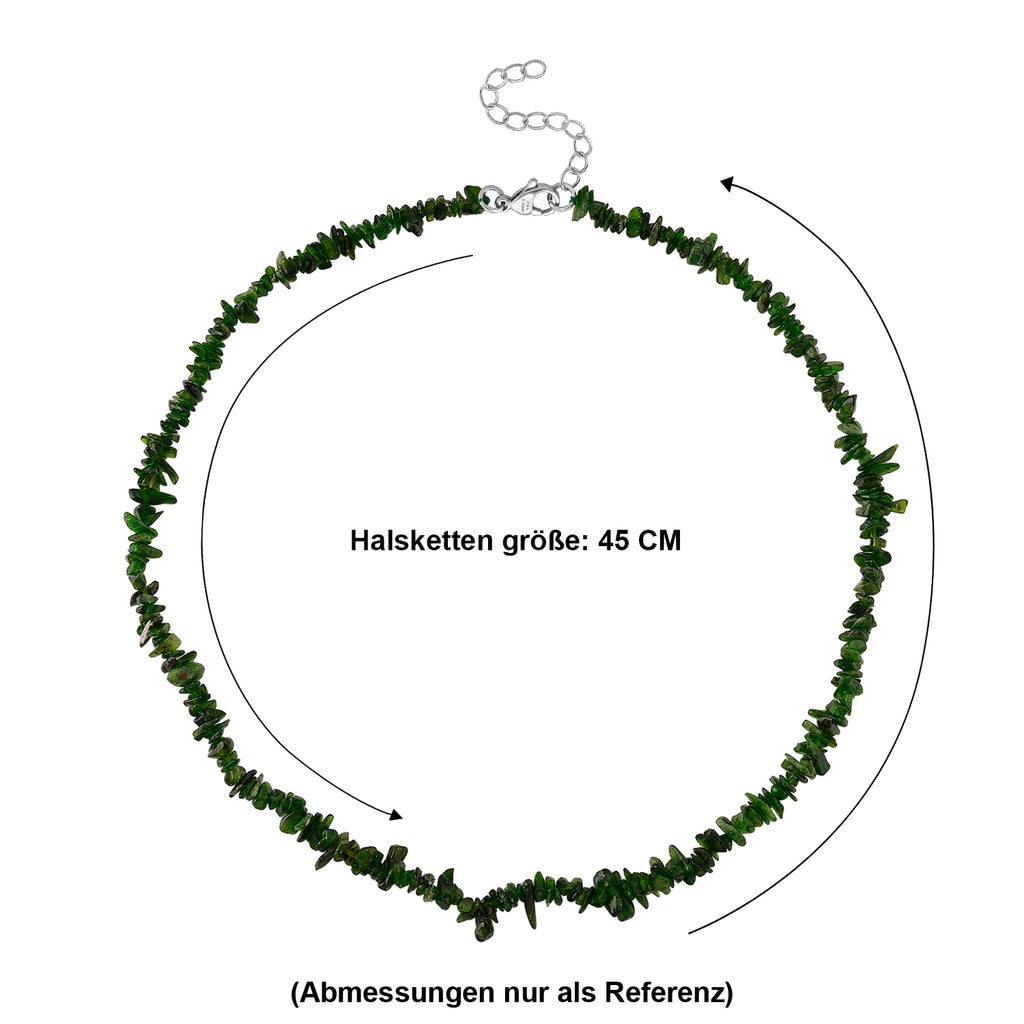 Natürlicher Chromdiopsid Halskette ca. 45 cm 316L Edelstahl ca. 80.00 ct