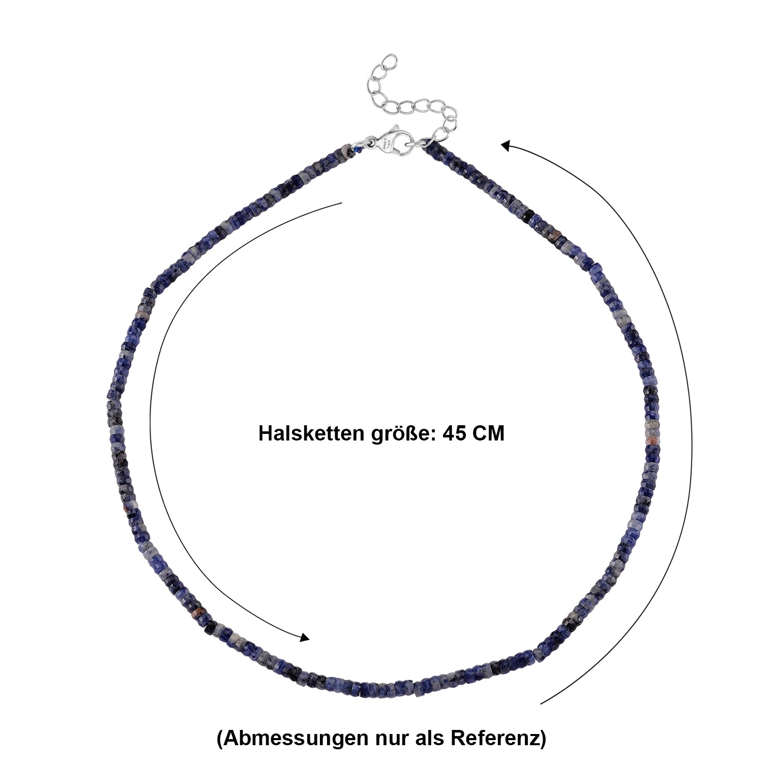 Blauer Sodalith Halskette ca. 45 cm 316L Edelstahl ca. 65.00 ct