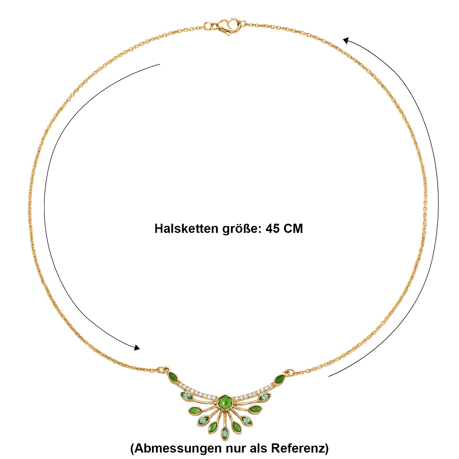 EVER TRUE AA Kagem Sambischer Smaragd, Weißer Zirkon Halskette ca. 45 cm Reine Bronze ca. 0.75 ct
