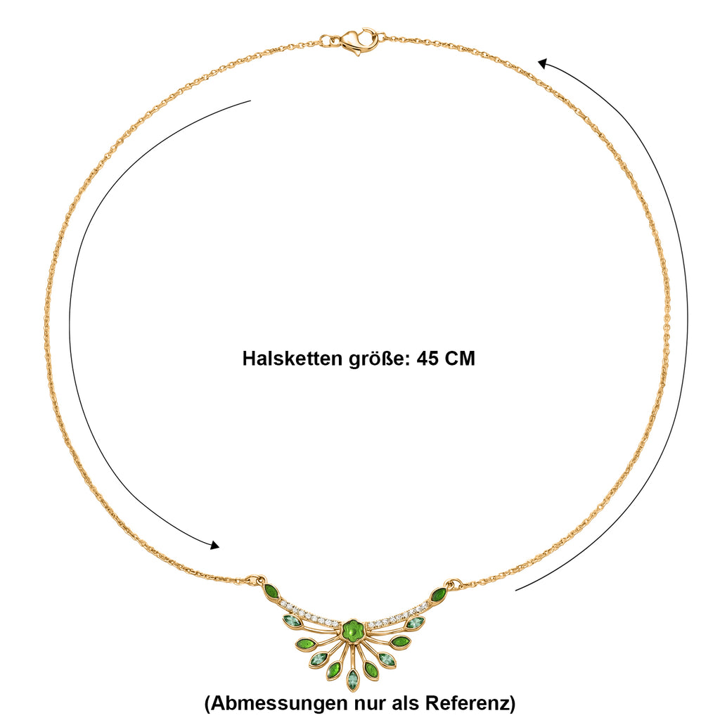 EVER TRUE AA Kagem Sambischer Smaragd, Weißer Zirkon Halskette ca. 45 cm Reine Bronze ca. 0.75 ct