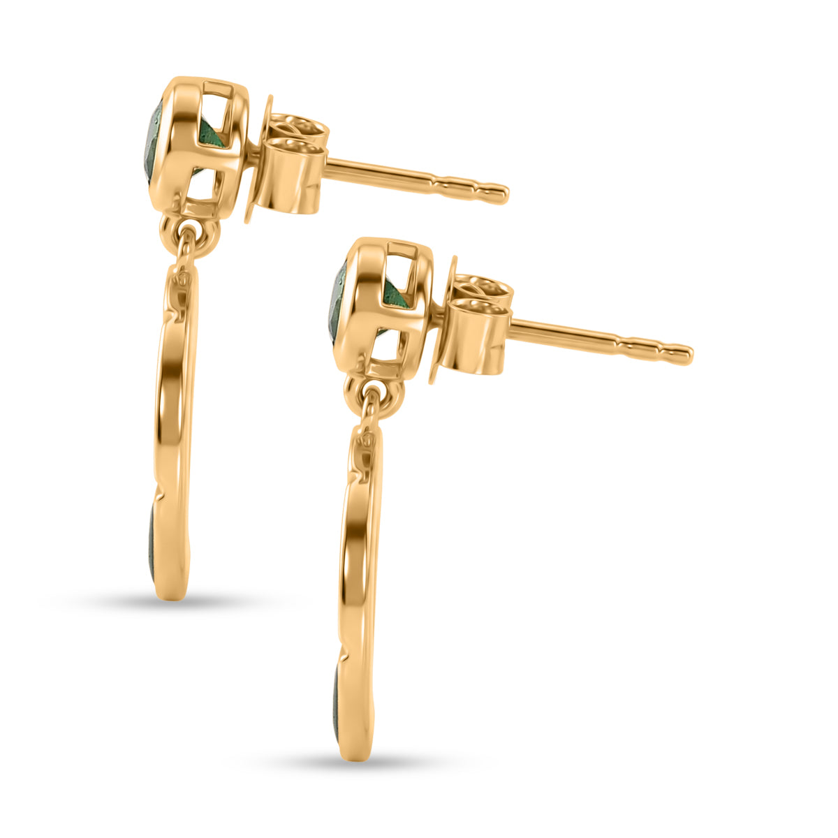 D'Joy AAA Kagem Sambischer Smaragd Ohrringe 925 Silber 750 Gelbgold vermeil ca. 0.93 ct