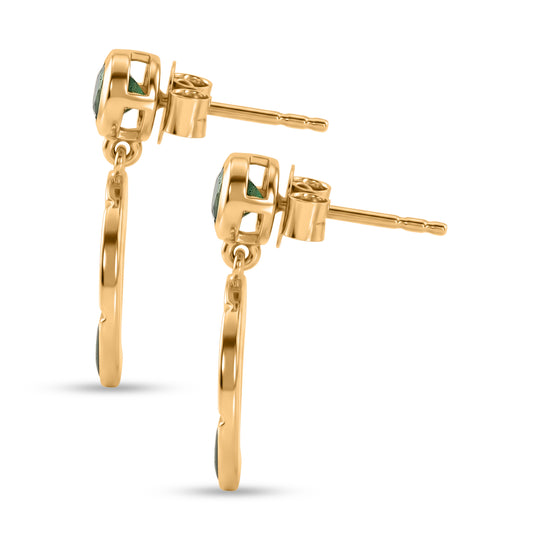 D'Joy AAA Kagem Sambischer Smaragd Ohrringe 925 Silber 750 Gelbgold vermeil ca. 0.93 ct