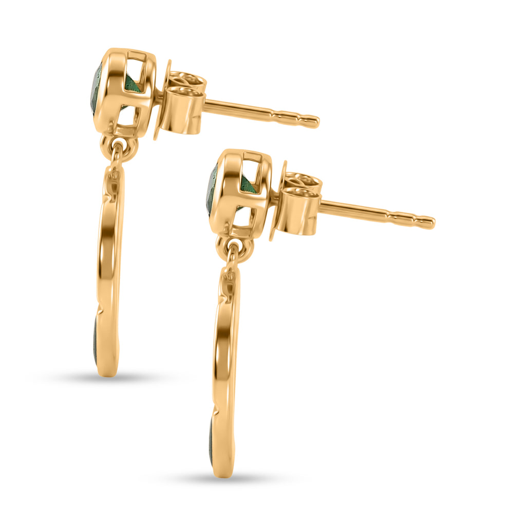 D'Joy AAA Kagem Sambischer Smaragd Ohrringe 925 Silber 750 Gelbgold vermeil ca. 0.93 ct