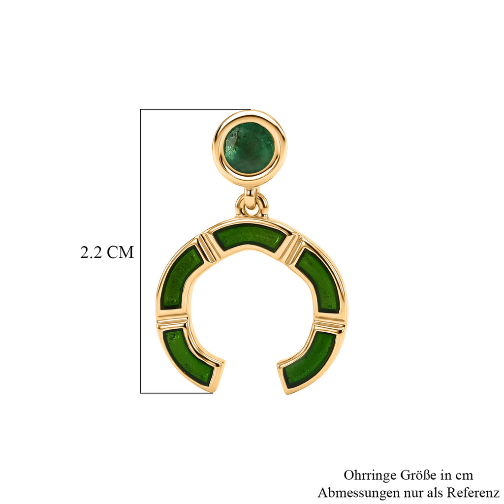 D'Joy AAA Kagem Sambischer Smaragd Ohrringe 925 Silber 750 Gelbgold vermeil ca. 0.93 ct