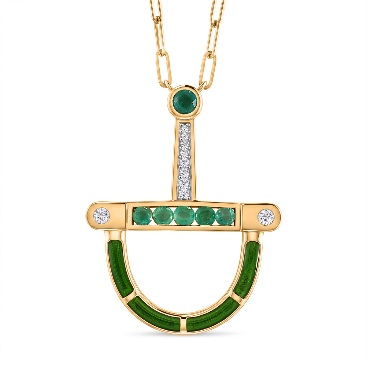 D'Joy AAA Kagem Sambischer Smaragd Halskette ca. 50 cm 925 Silber 750 Gelbgold vermeil ca. 0.59 ct