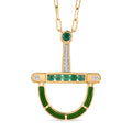 D'Joy AAA Kagem Sambischer Smaragd Halskette ca. 50 cm 925 Silber 750 Gelbgold vermeil ca. 0.59 ct
