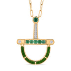D'Joy AAA Kagem Sambischer Smaragd Halskette ca. 50 cm 925 Silber 750 Gelbgold vermeil ca. 0.59 ct
