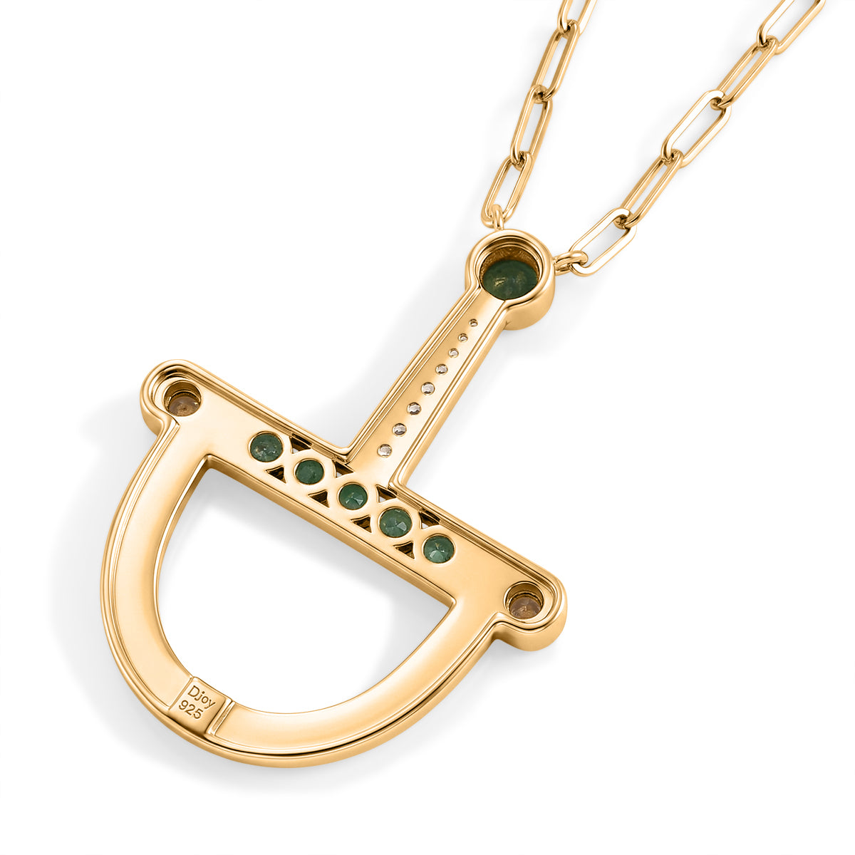 D'Joy AAA Kagem Sambischer Smaragd Halskette ca. 50 cm 925 Silber 750 Gelbgold vermeil ca. 0.59 ct