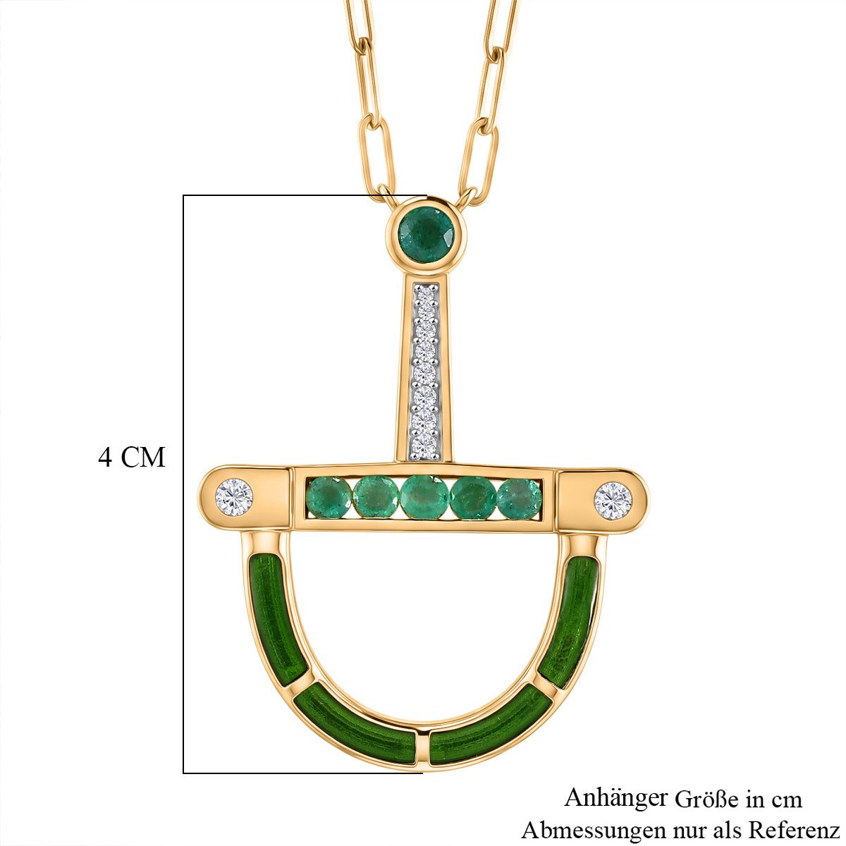 D'Joy AAA Kagem Sambischer Smaragd Halskette ca. 50 cm 925 Silber 750 Gelbgold vermeil ca. 0.59 ct