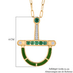 D'Joy AAA Kagem Sambischer Smaragd Halskette ca. 50 cm 925 Silber 750 Gelbgold vermeil ca. 0.59 ct