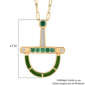 D'Joy AAA Kagem Sambischer Smaragd Halskette ca. 50 cm 925 Silber 750 Gelbgold vermeil ca. 0.59 ct
