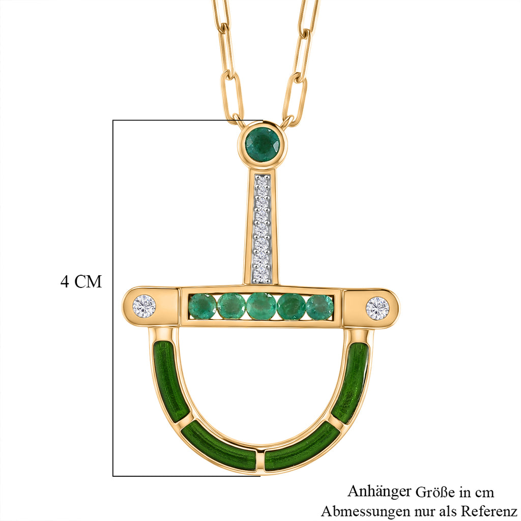 D'Joy AAA Kagem Sambischer Smaragd Halskette ca. 50 cm 925 Silber 750 Gelbgold vermeil ca. 0.59 ct