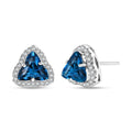 D'Joy AA London Blau Topas, Moissanit Ohrringe 925 Silber Rhodiniert ca. 5,00 ct.