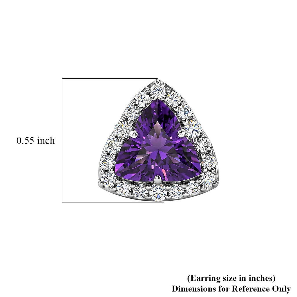 D'Joy AA Amethyst, Moissanit AGI zertifiziert Ohrringe 925 Silber Rhodiniert ca. 3,62 ct.