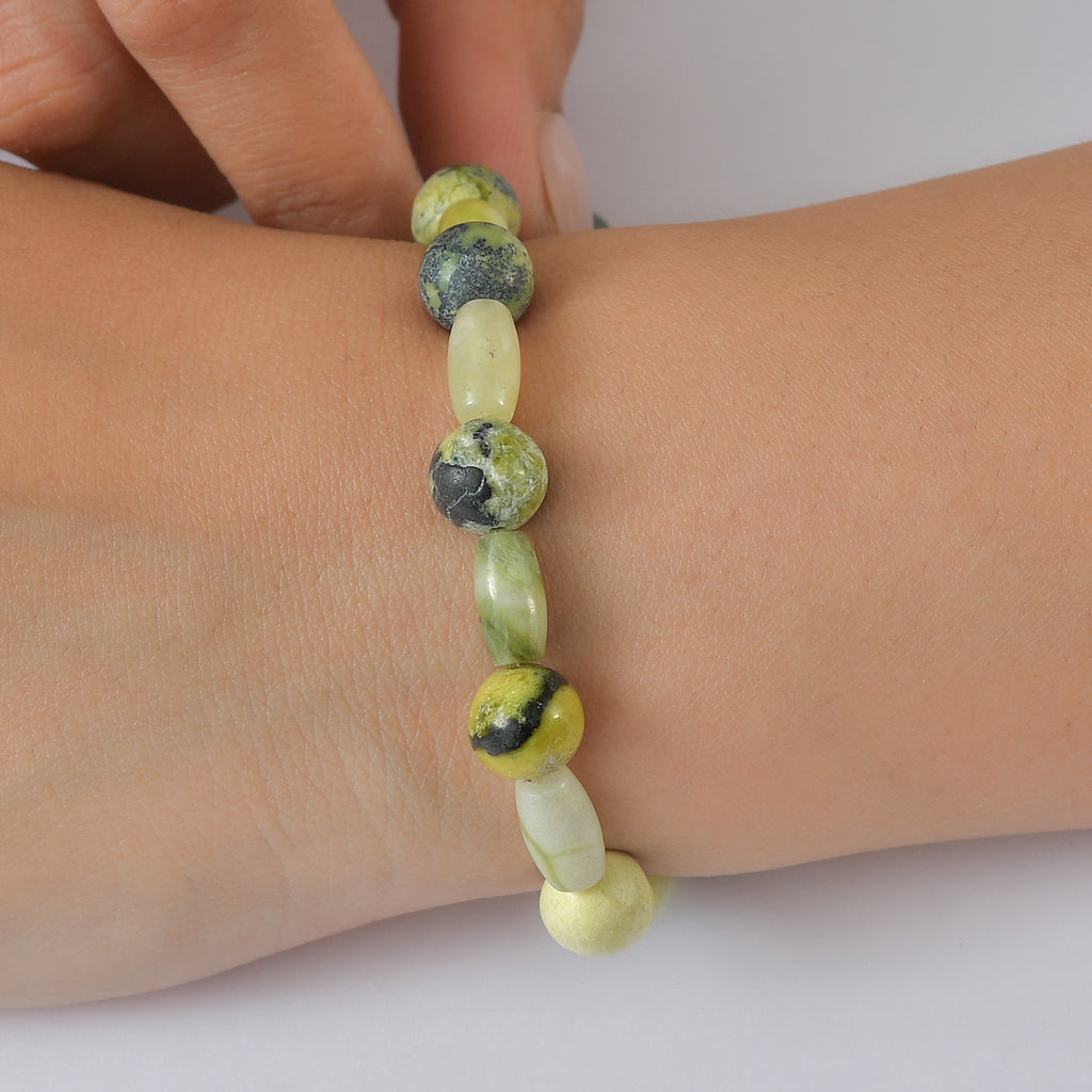 Serpentin, Gelbes Türkis Armband Flexibel cm ca. 100.00 ct
