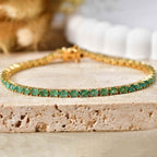 D'Joy AAA Kagem Sambischer Smaragd Armband ca. 20 cm 925 Silber 750 Gelbgold vermeil ca. 7,29 ct.