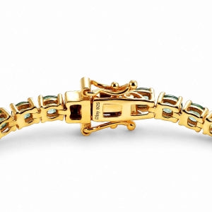 D'Joy AAA Kagem Sambischer Smaragd Armband ca. 20 cm 925 Silber 750 Gelbgold vermeil ca. 7,29 ct.
