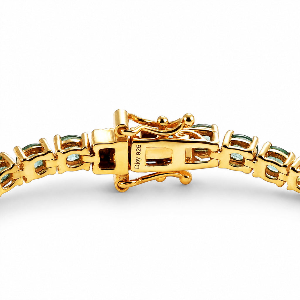 D'Joy AAA Kagem Sambischer Smaragd Armband ca. 20 cm 925 Silber 750 Gelbgold vermeil ca. 7,29 ct.