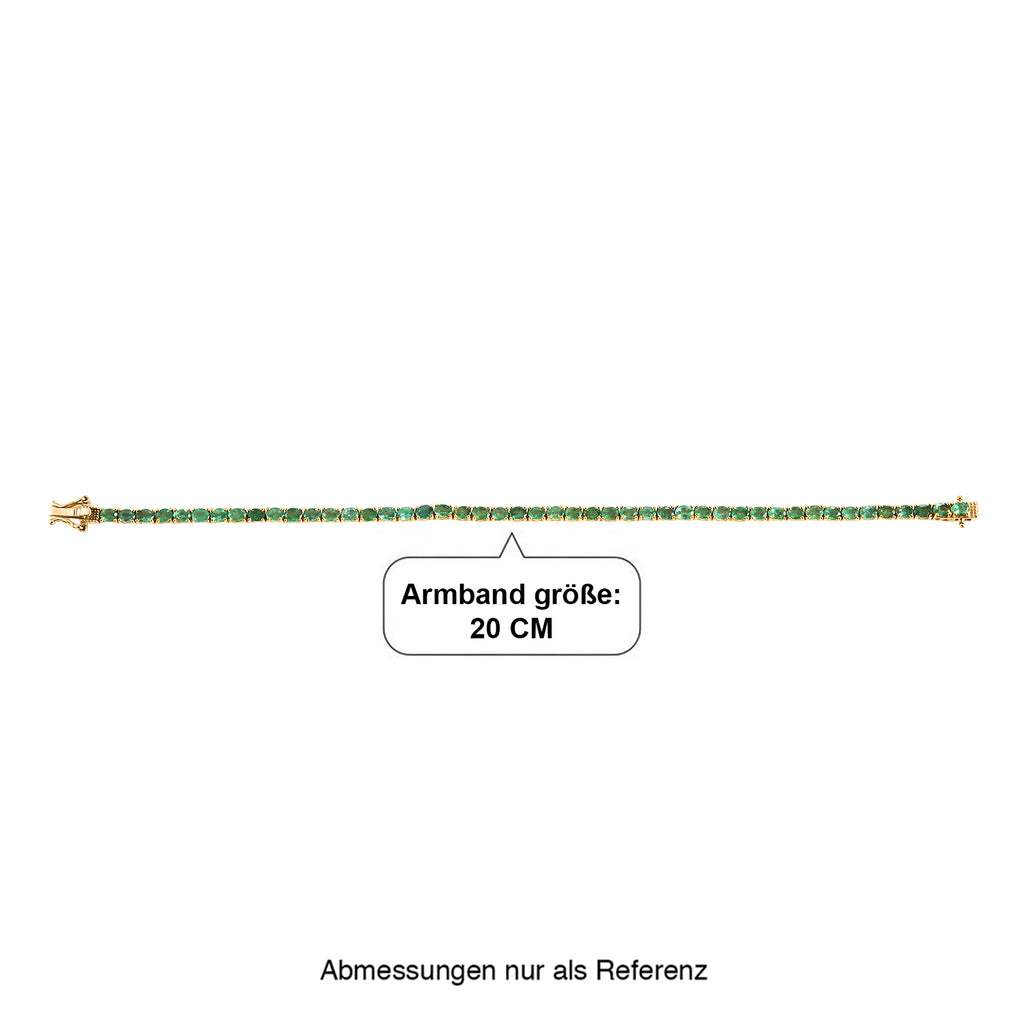 D'Joy AAA Kagem Sambischer Smaragd Armband ca. 20 cm 925 Silber 750 Gelbgold vermeil ca. 7,29 ct.