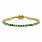 D'Joy AAA Kagem Sambischer Smaragd Armband ca. 20 cm 925 Silber 750 Gelbgold vermeil ca. 7,29 ct.