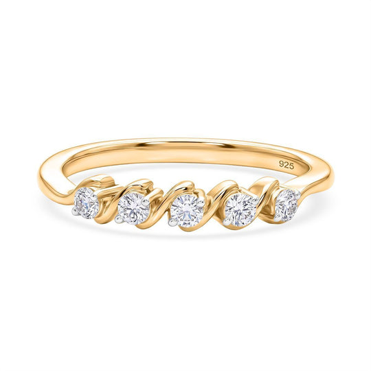 LUXURIANT DIAMOND - Lab Grown Diamant SI-GH Ring 925 Silber 750 Gelbgold vermeil (Größe 17.00) ca. 0,25 ct