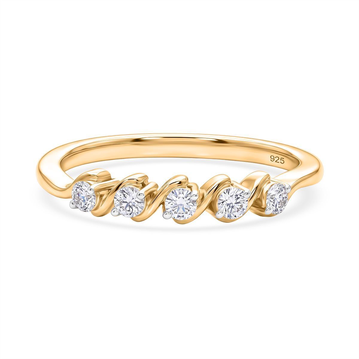 LUXURIANT DIAMOND - Lab Grown Diamant SI-GH Ring 925 Silber 750 Gelbgold vermeil (Größe 21.00) ca. 0,25 ct