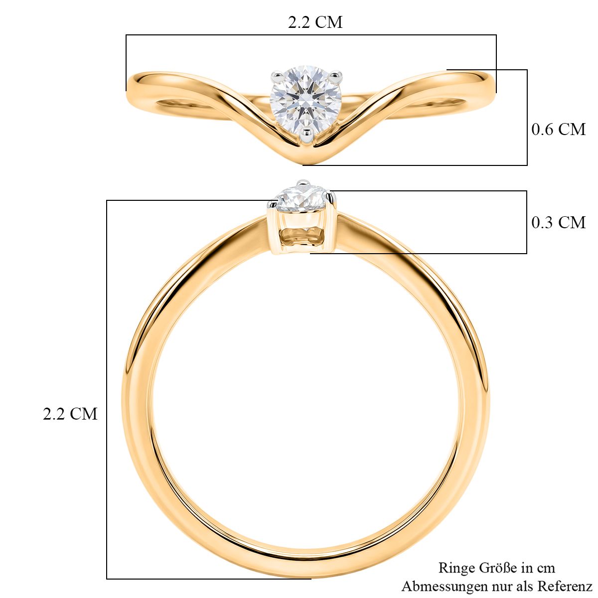 LUXURIANT DIAMOND - Lab Grown Diamant SI-GH Ring 925 Silber Rhodiniert (Größe 21.00) ca. 0.25 ct
