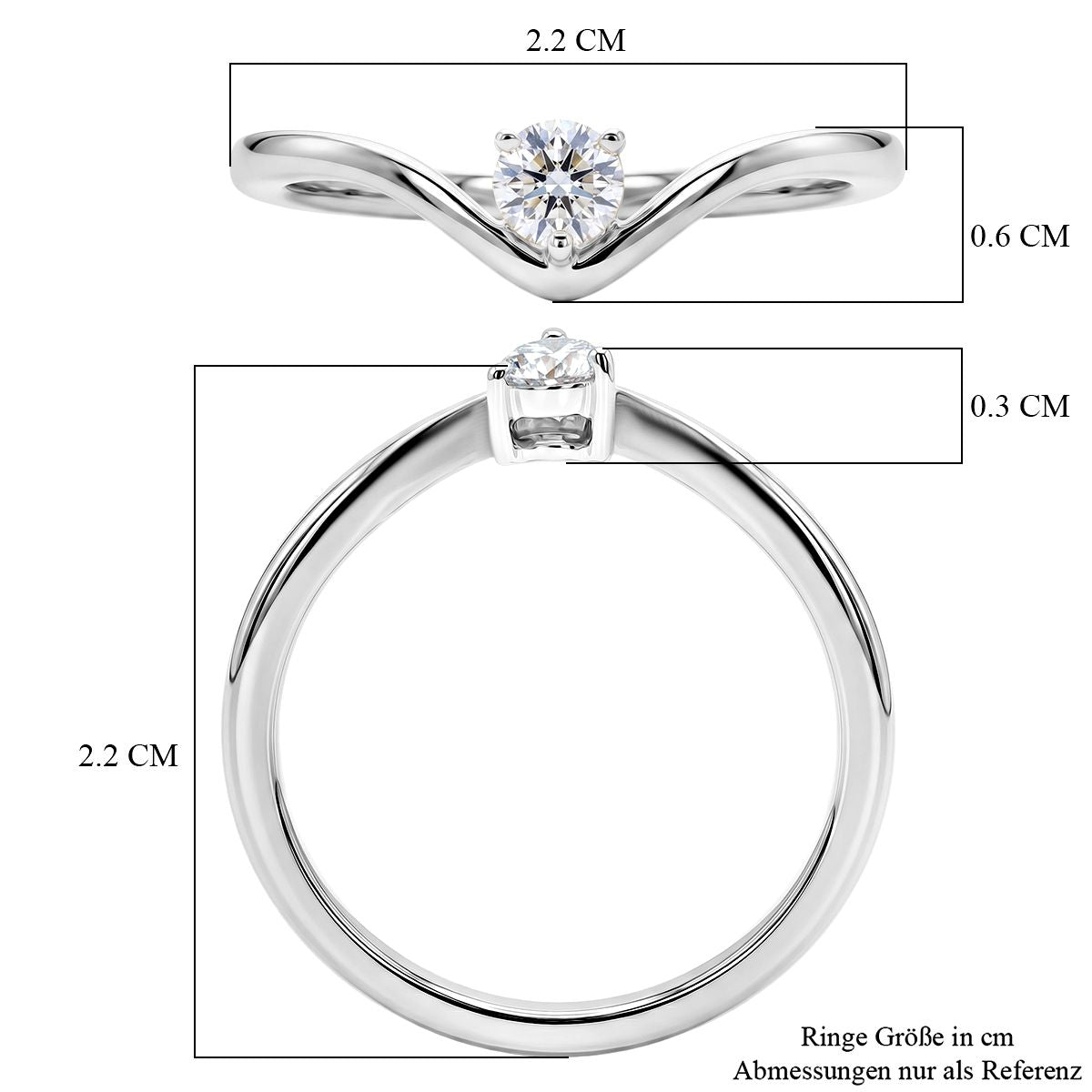 LUXURIANT DIAMOND - Lab Grown Diamant SI-GH Ring 925 Silber Rhodiniert (Größe 21.00) ca. 0.25 ct