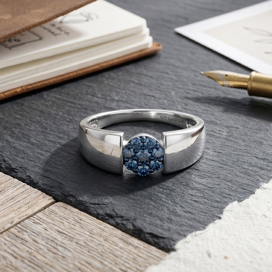 LUXURIANT DIAMOND - Lab Grown Blauer Diamant SI Ring 925 Silber Rhodiniert (Größe 17.00) ca. 0,25 ct