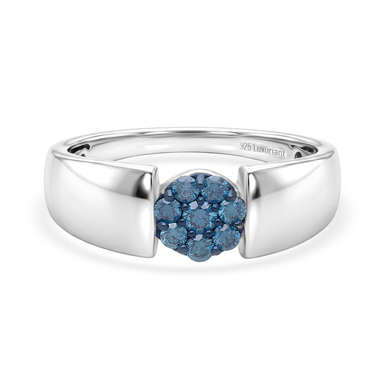 LUXURIANT DIAMOND - Lab Grown Blauer Diamant SI Ring 925 Silber Rhodiniert (Größe 17.00) ca. 0,25 ct