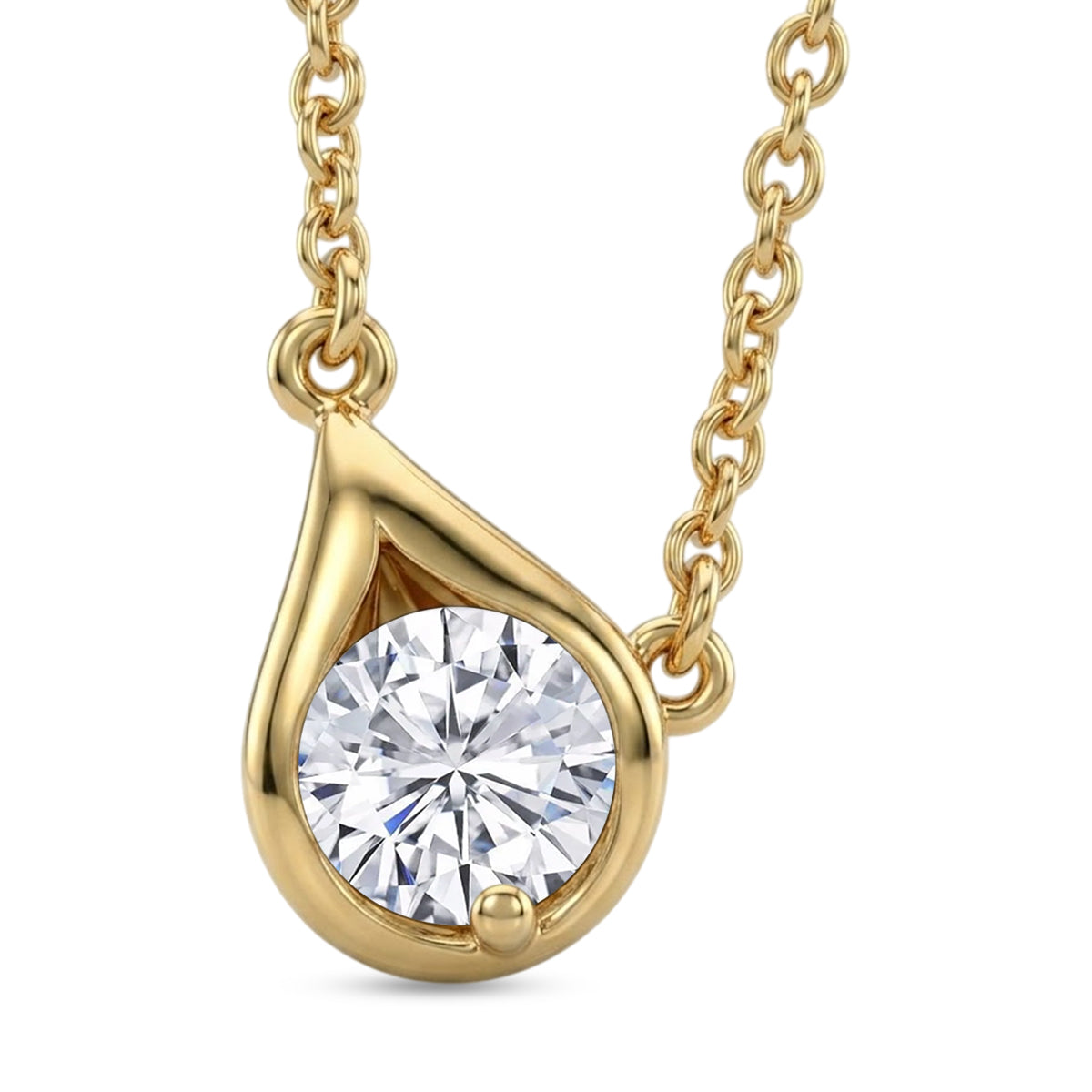 D'Joy 100 Facetten Moissanit Halskette ca. 50 cm 925 Silber 750 Vergoldet ca. 0.81 ct
