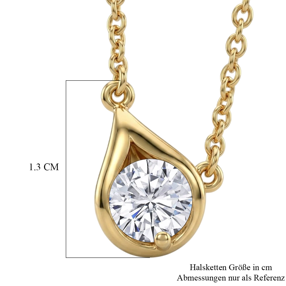 D'Joy 100 Facetten Moissanit Halskette ca. 50 cm 925 Silber 750 Vergoldet ca. 0.81 ct