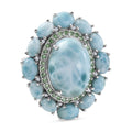 D'Joy Larimar Ring 925 Silber Rhodiniert (Größe 17.00) ca. 23,34 ct