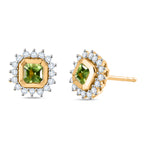 D'Joy AA Natürlicher Peridot, Weißer Zirkon Ohrringe 925 Silber Gold ca. 1.09 ct