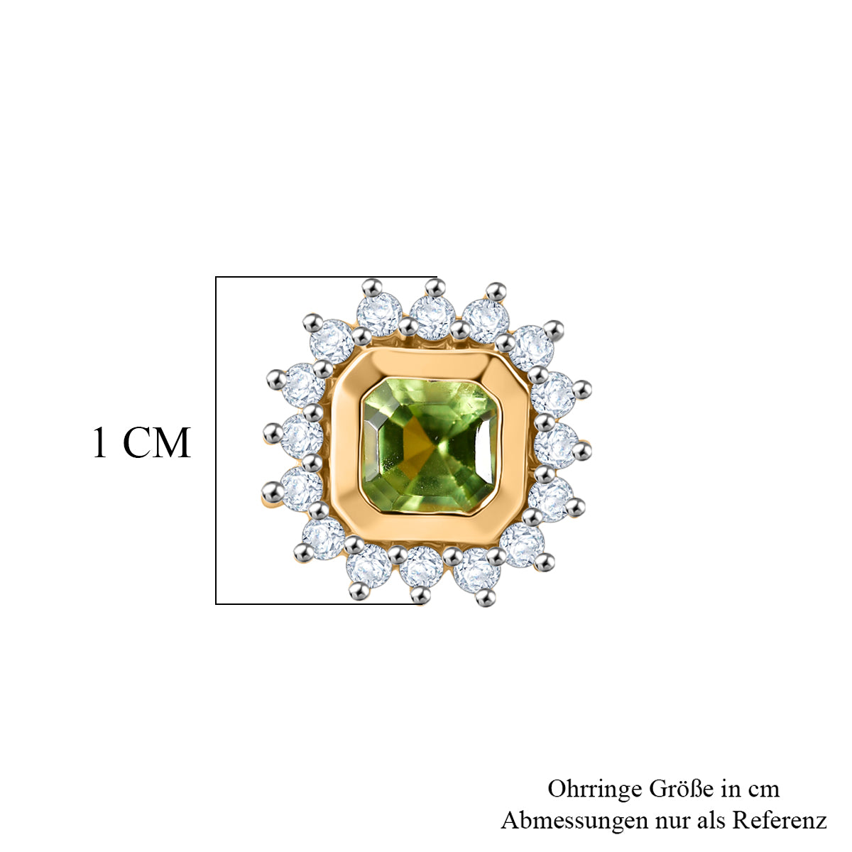 D'Joy AA Natürlicher Peridot, Weißer Zirkon Ohrringe 925 Silber Gold ca. 1.09 ct