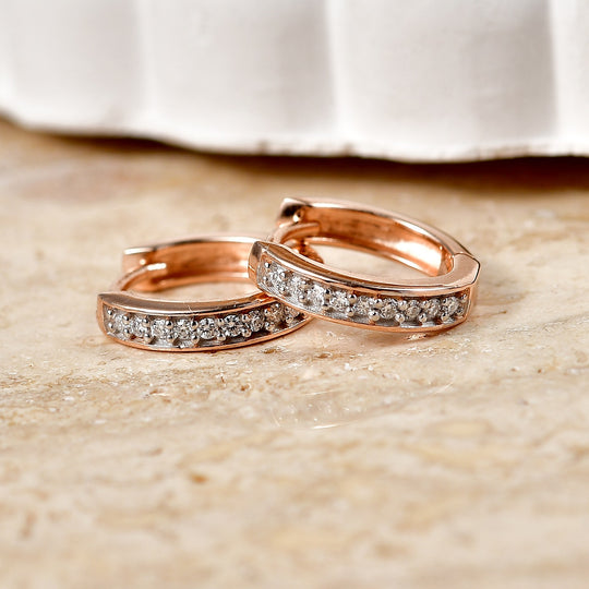 Moissanit Ohrringe 925 Silber 750 Rosévergoldet ca. 0.18 ct
