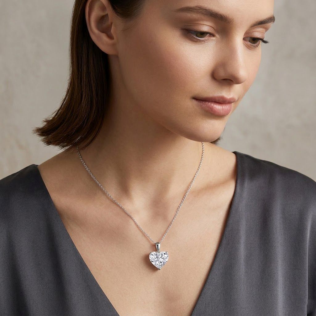 LUXURIANT DIAMOND - Lab Grown Diamant IGI zertifiziert VS-G Anhänger 925 Silber Rhodiniert ca. 10.04 ct