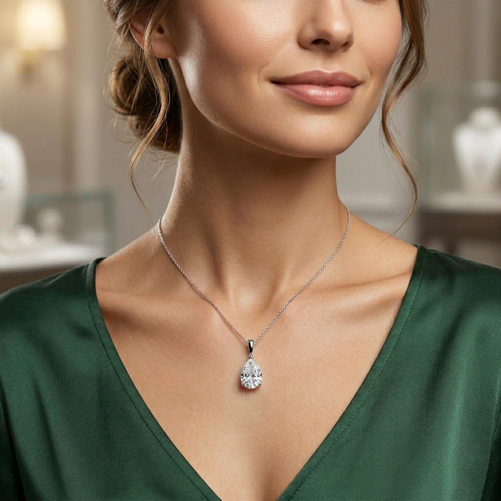 LUXURIANT DIAMOND - Lab Grown Diamant IGI zertifiziert VS-G Anhänger 925 Silber Rhodiniert ca. 10.03 ct