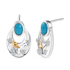 GP - Sleeping Beauty Türkis, Kanchanaburi Blauer Saphir Ohrringe 925 Silber Rhodiniert und 750 Gelbgold Vermeil ca. 1.36 ct