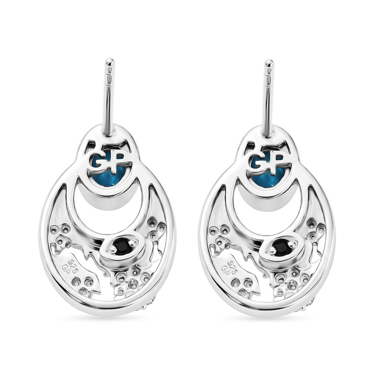 GP - Sleeping Beauty Türkis, Kanchanaburi Blauer Saphir Ohrringe 925 Silber Rhodiniert und 750 Gelbgold Vermeil ca. 1.36 ct