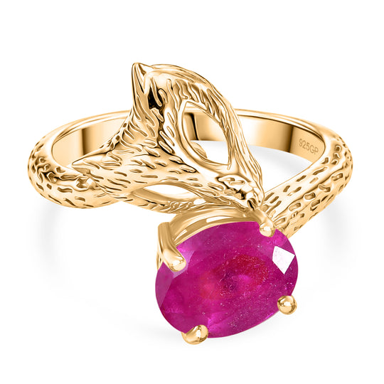 GP Trionfo Kollektion - Ilakaka Rosa Saphir (Fissure gefüllt), Kanchanaburi Blauer Saphir Ring 925 Silber 750 Vergoldet (Größe 19.00) ca. 2.81 ct