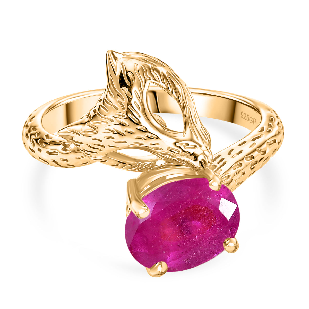 GP - Ilakaka Rosa Saphir (Fissure gefüllt), Kanchanaburi Blauer Saphir Ring 925 Silber 750 Vergoldet (Größe 20.00) ca. 2,81 ct