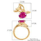 GP - Ilakaka Rosa Saphir (Fissure gefüllt), Kanchanaburi Blauer Saphir Ring 925 Silber 750 Vergoldet (Größe 20.00) ca. 2,81 ct