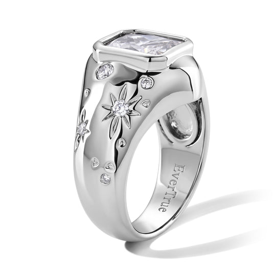 Weißer Zirkonia Ring Nickelfreies Messing Rhodiniert (Größe 21.00)